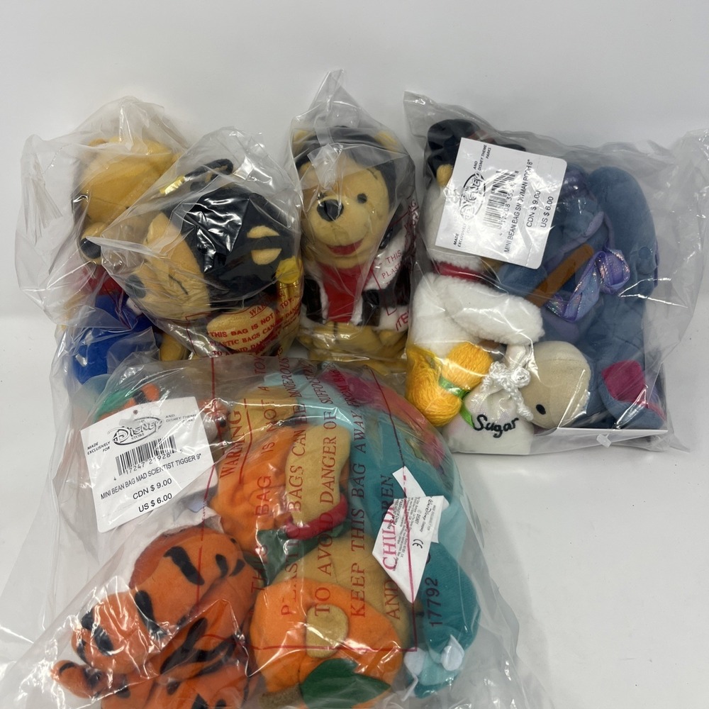 Disney Winnie the Pooh Plush Lot (8) Bean Bag Holiday Collectibles New In Bags